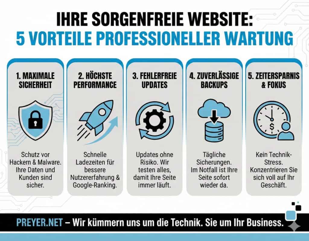 PreyerNET Webseiten Wartung Übersichtsgrafik